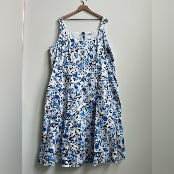Free Assembly Cotton Sleeveless Square Neck Midi Dress 3X Floral Cottagecore - Picture 6 of 16